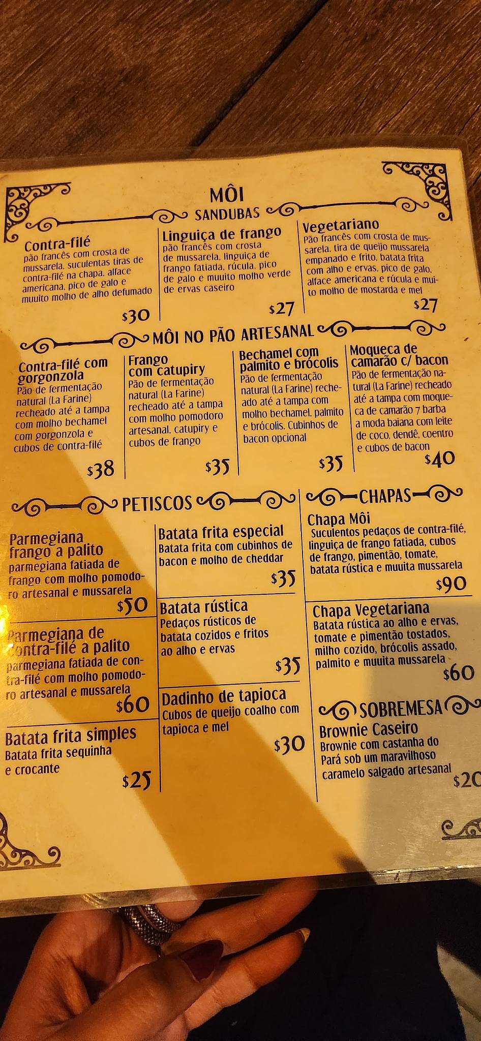 Môi Goiânia cardápio