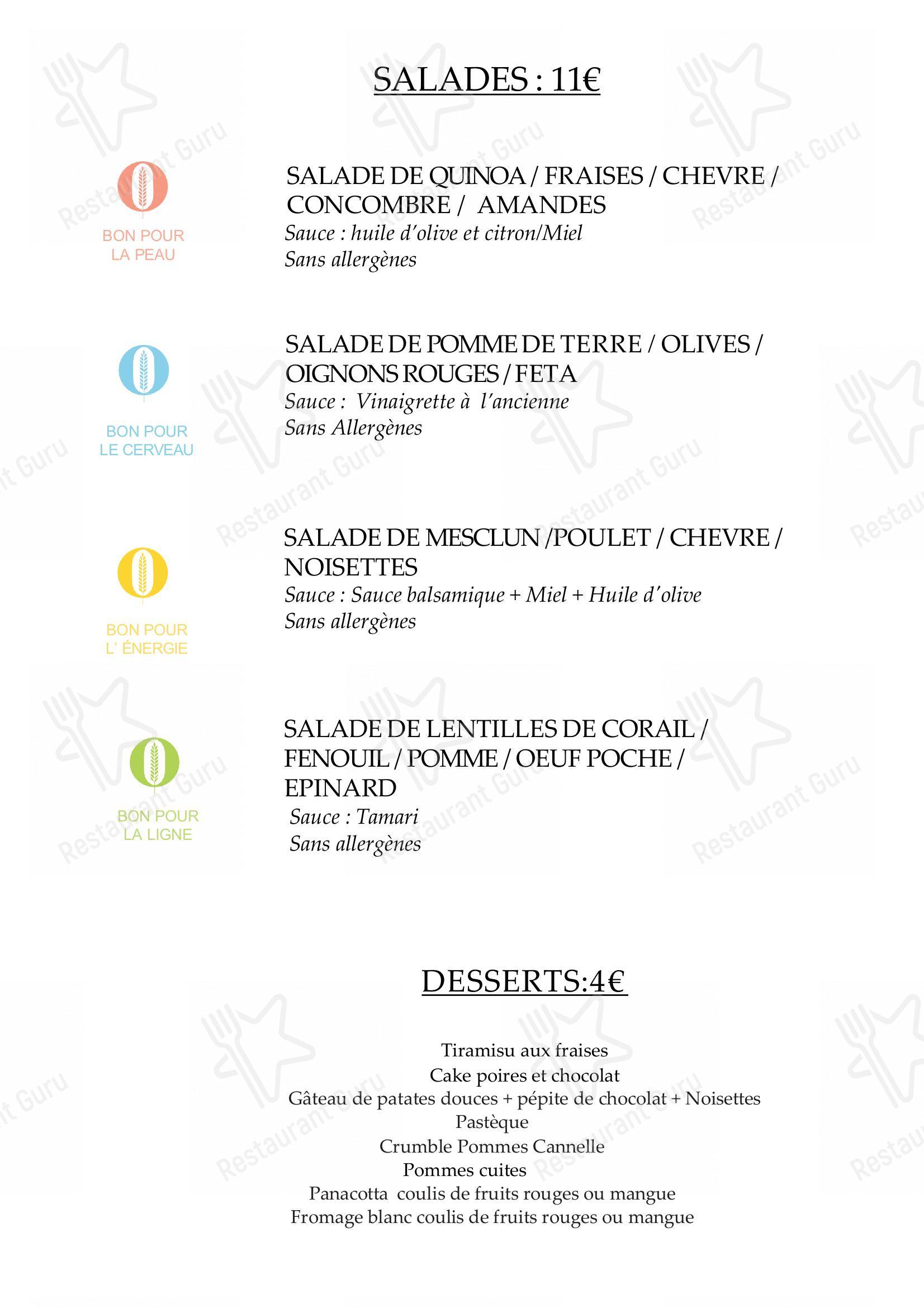 Menu pour Mojo Forgood (Kitchenbar) - Menu