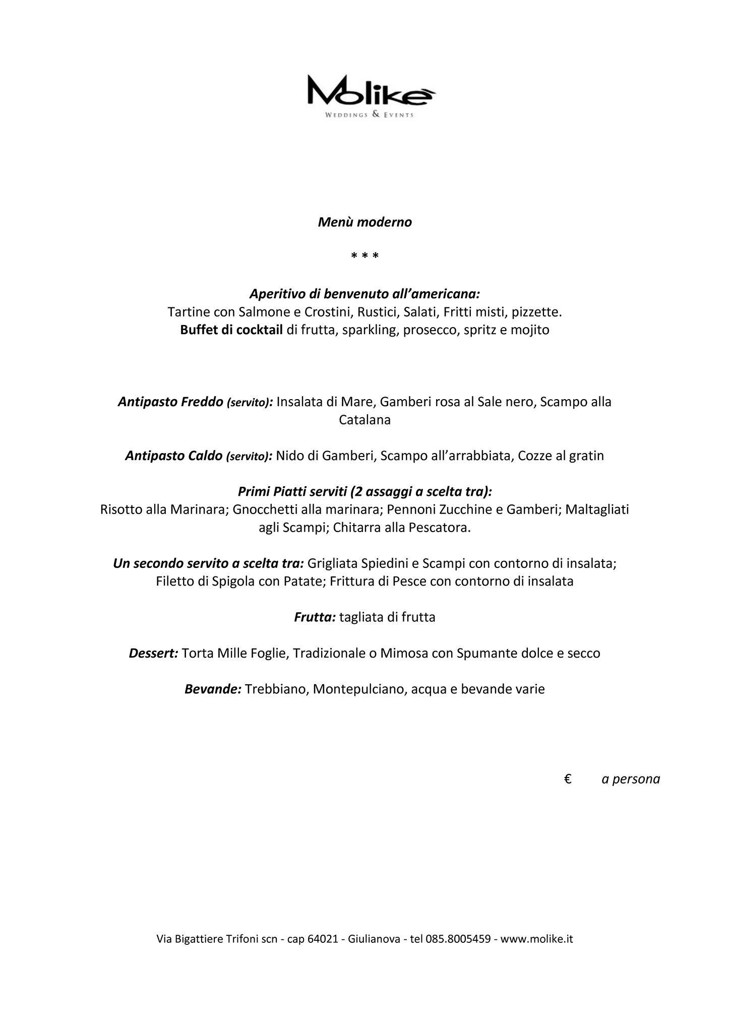 Menu di Molikè 