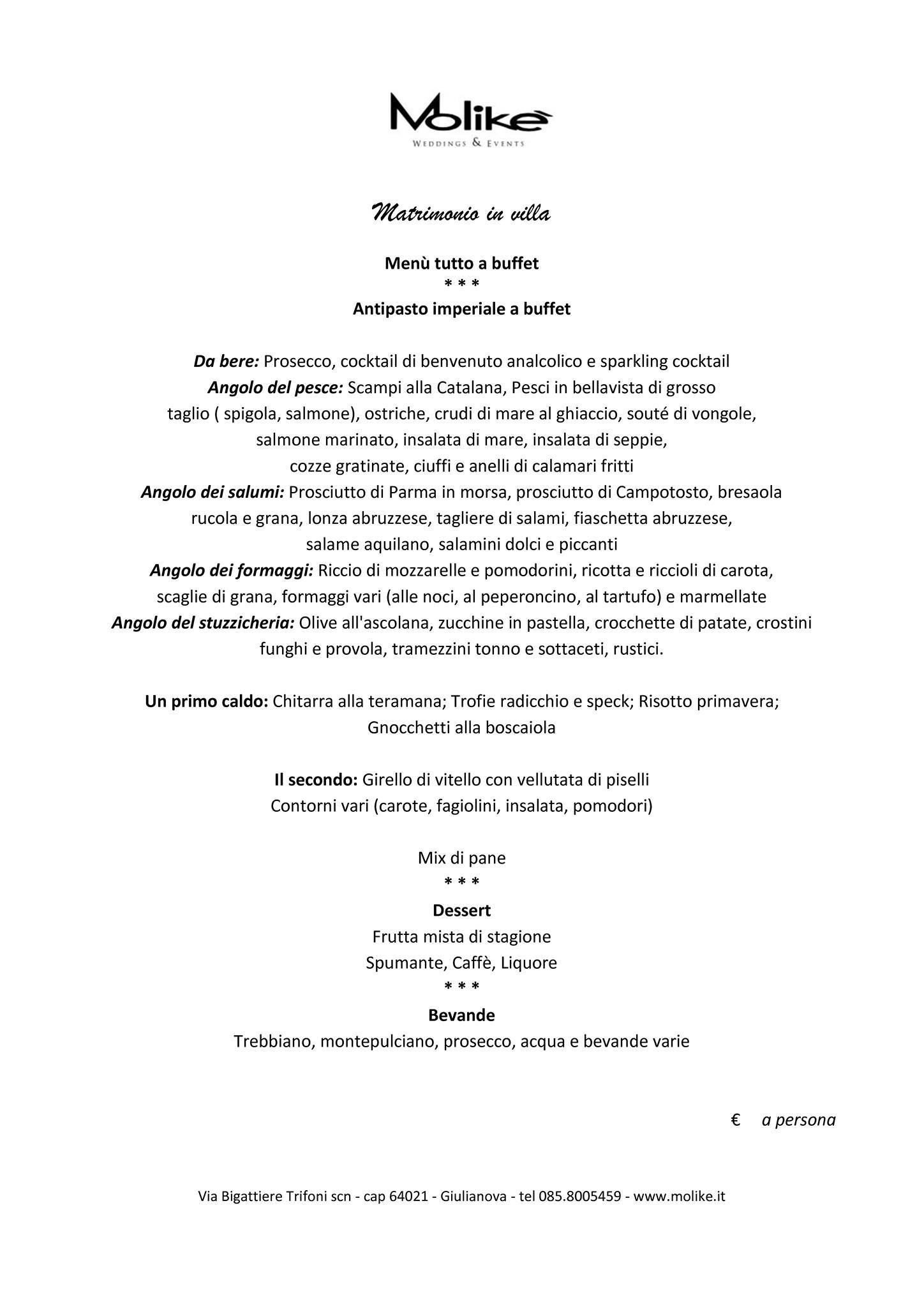 Menu di Molikè 