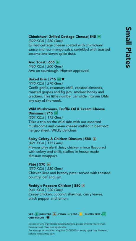 Monkey Bar menu