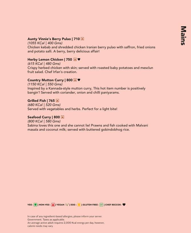 Monkey Bar menu