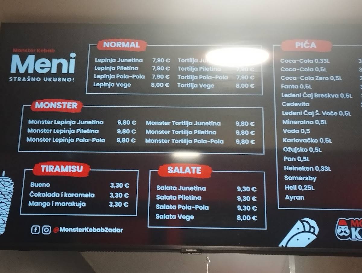 Menu di Monster Kebab 
