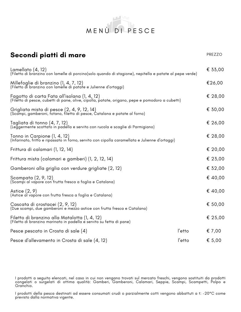 Menu di La Taverna della Rocca 