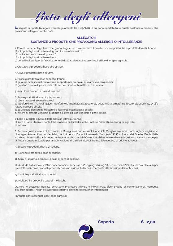 Menu di Pizzeria Trattoria Cygnus 