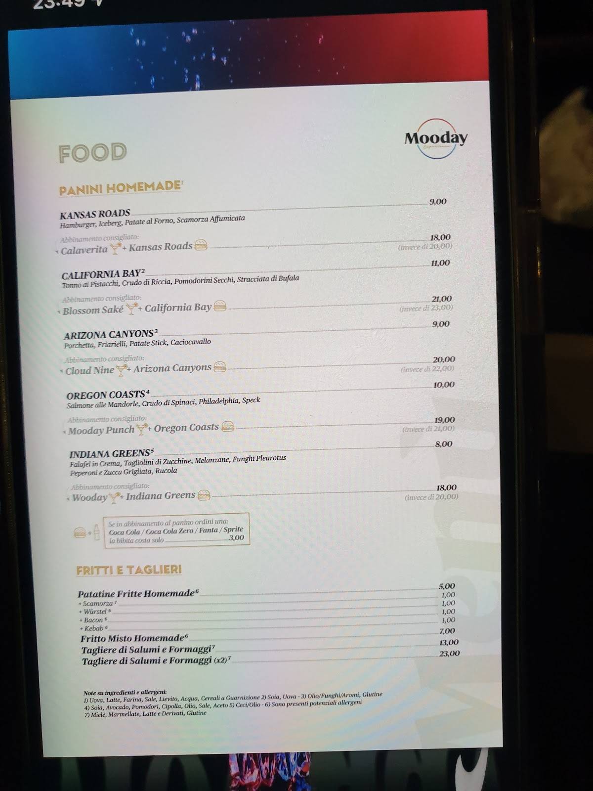Menu di Mooday Experience 