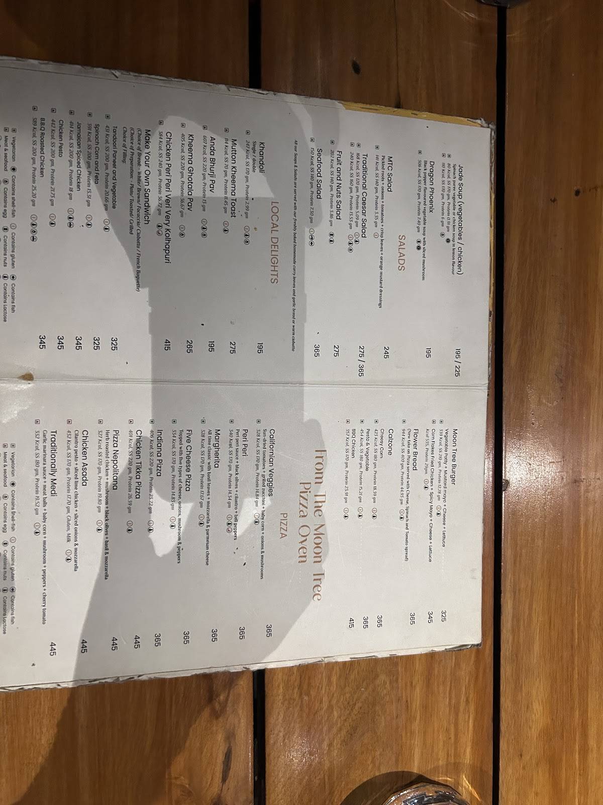 Moon Tree Cafe menu