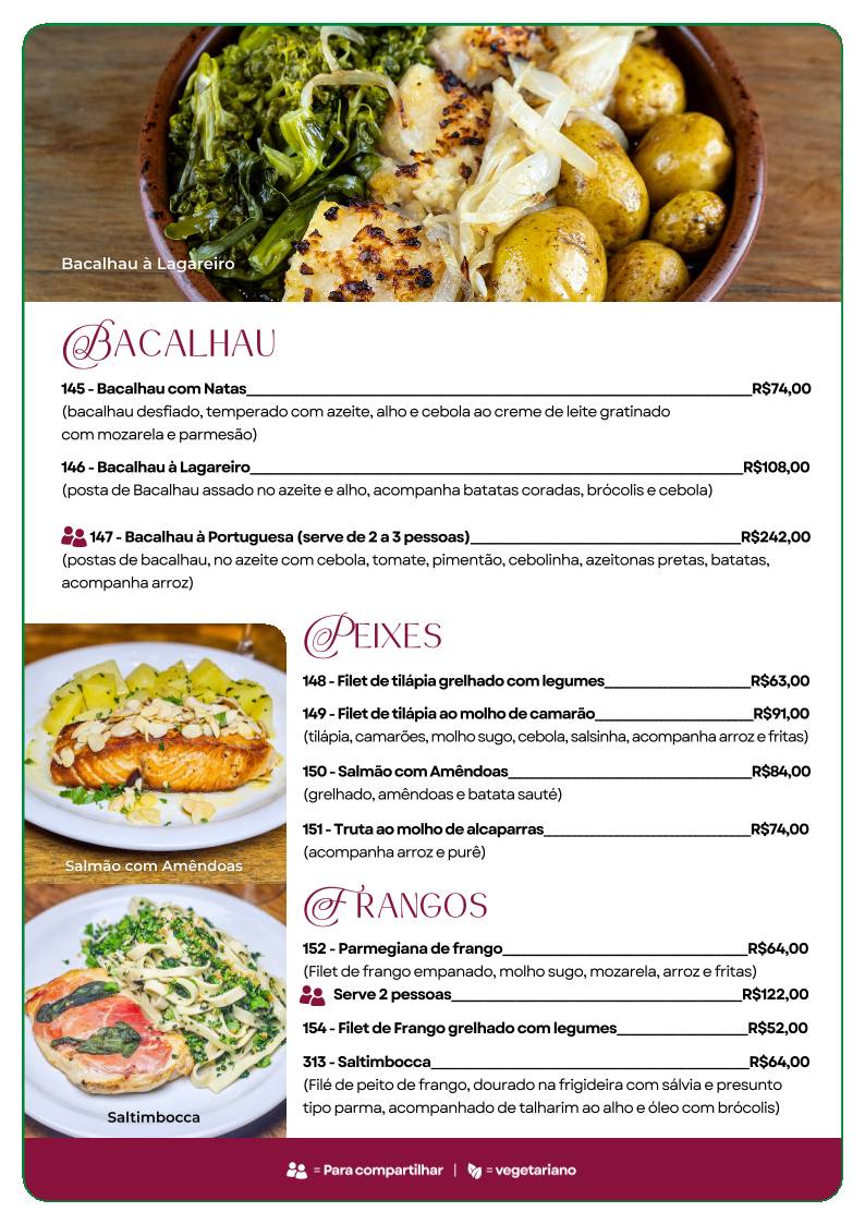 Moscatel Osteria cardápio