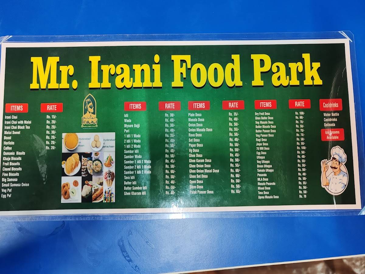 Mr. Irani menu