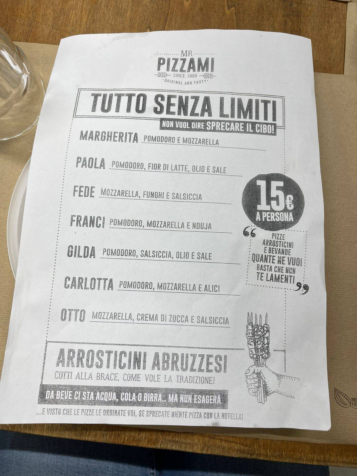 Menu di Mr. Pizzami Prati 
