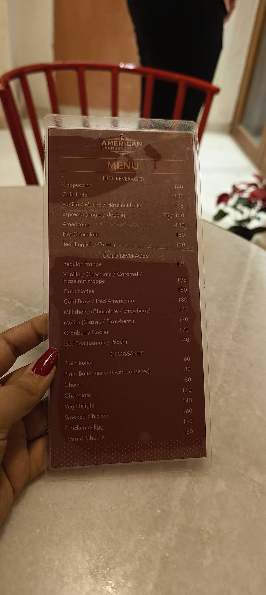 American Express Bakery menu