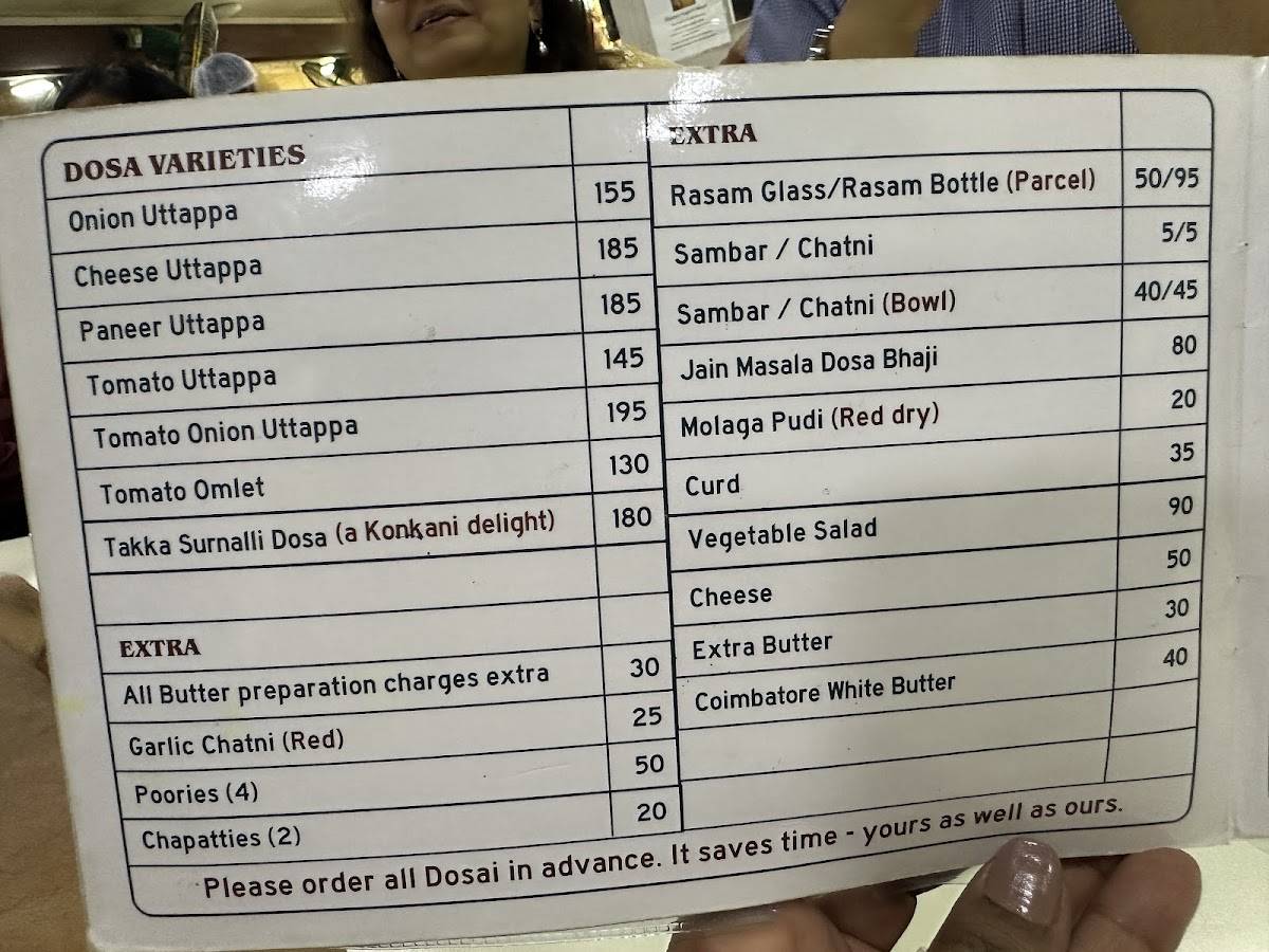 Cafe Mysore menu