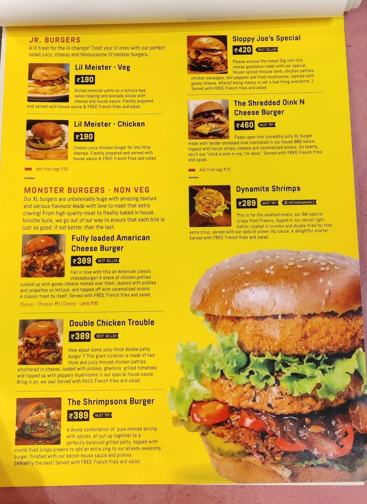 Burgermeister - Mysore menu