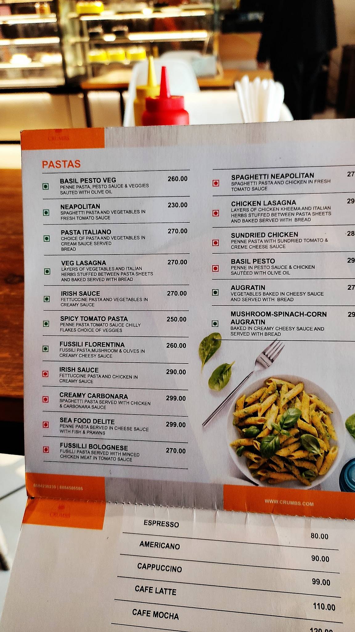 Crumbs menu