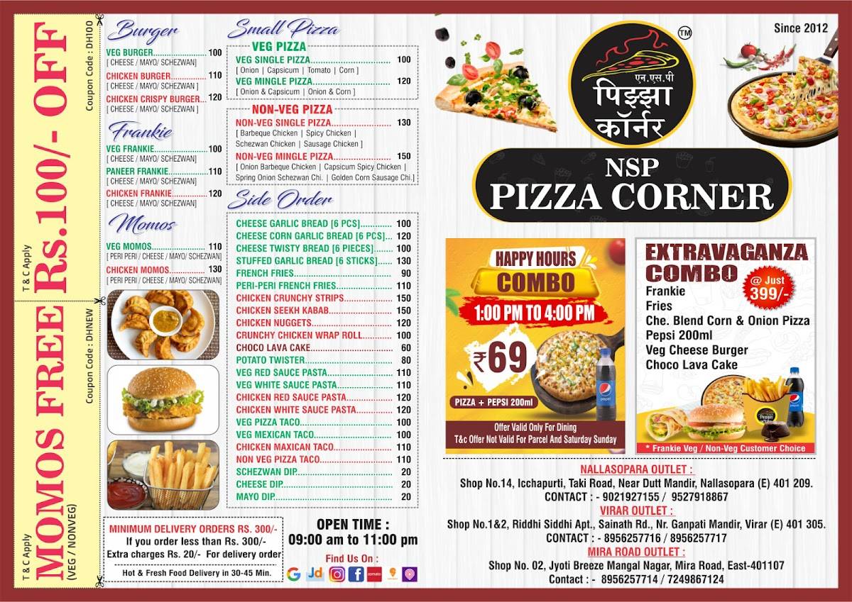 NSP Pizza Corner (Virar) menu