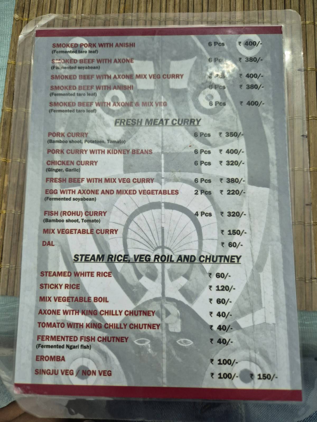 Naga kitchen menu