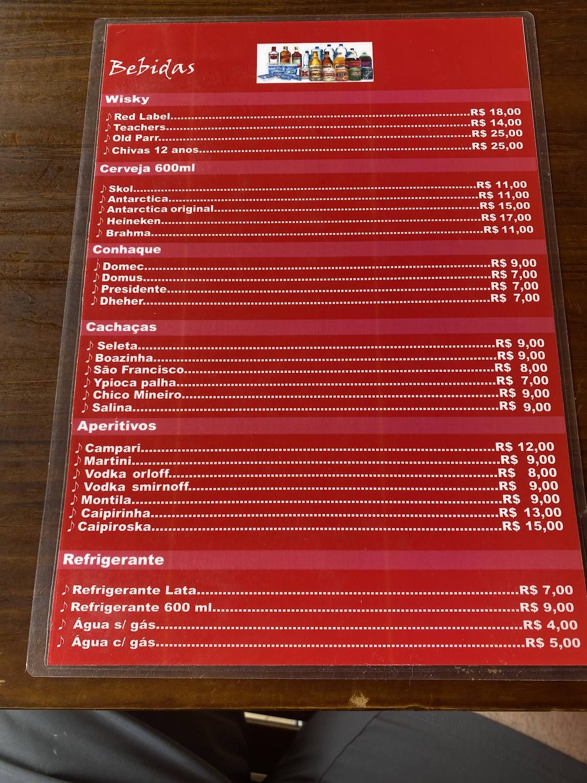 Bar do Naldo cardápio