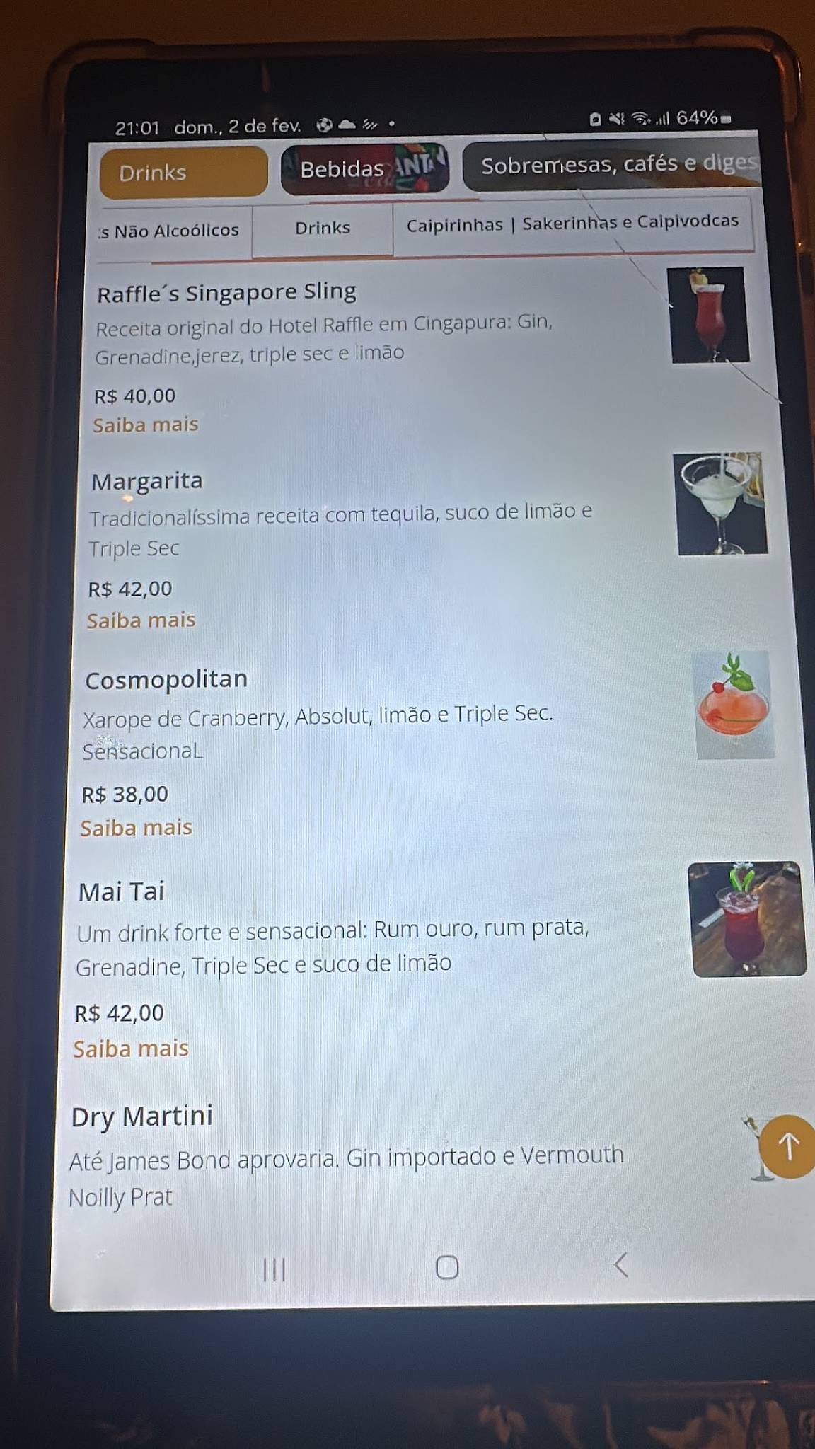 Nam Thai cardápio