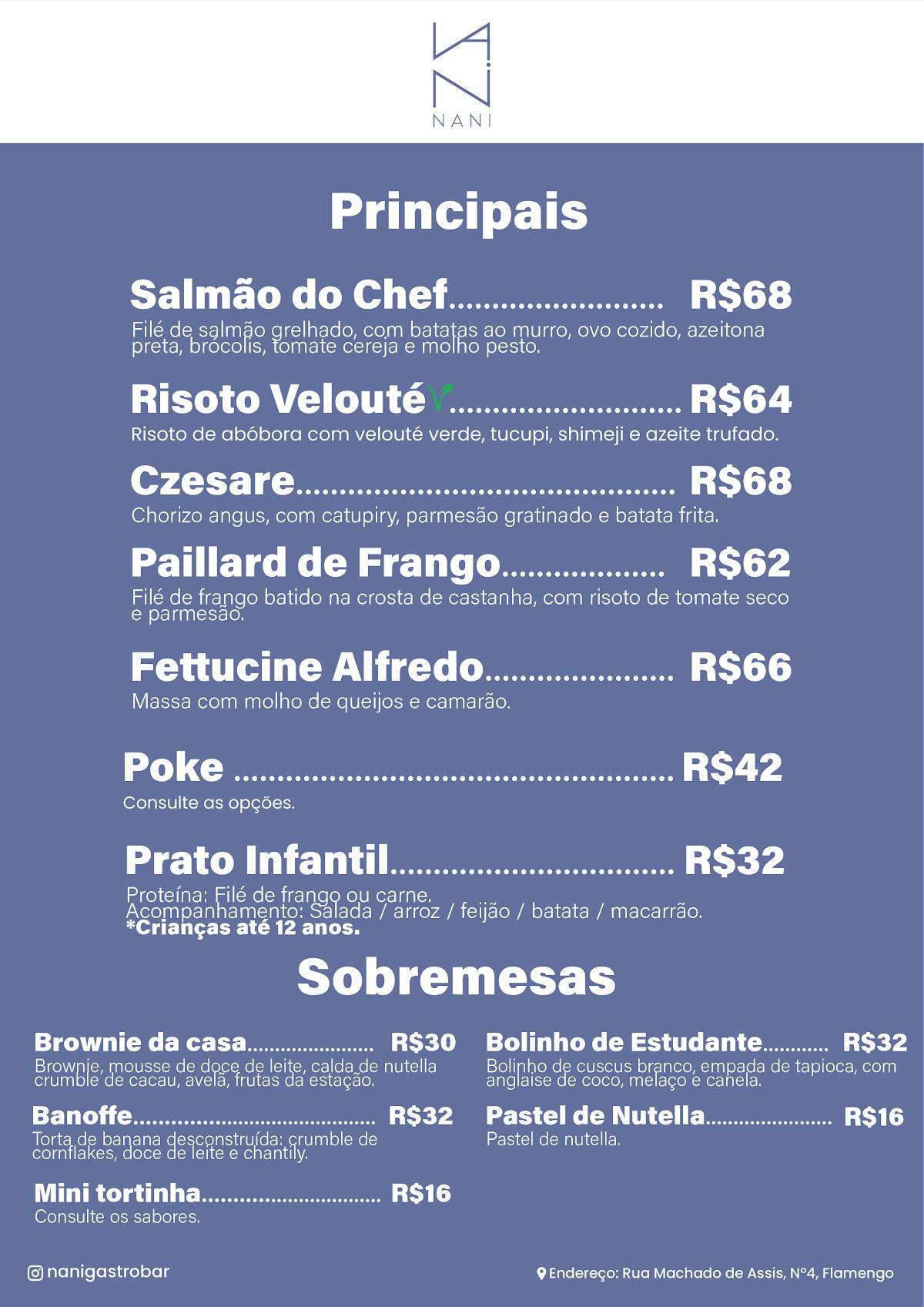 Nani Gastrobar cardápio