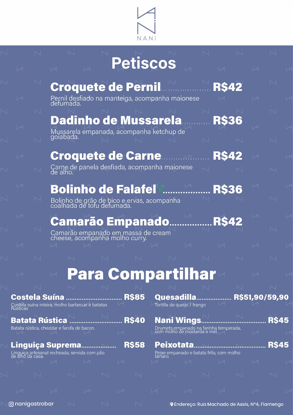 Nani Gastrobar cardápio