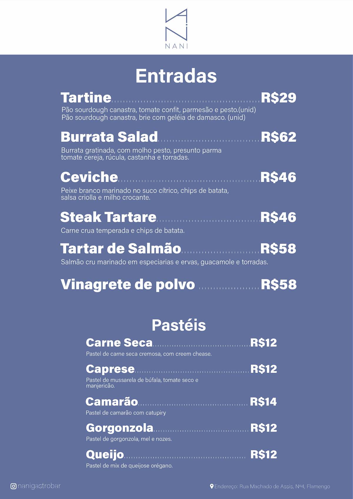 Nani Gastrobar cardápio