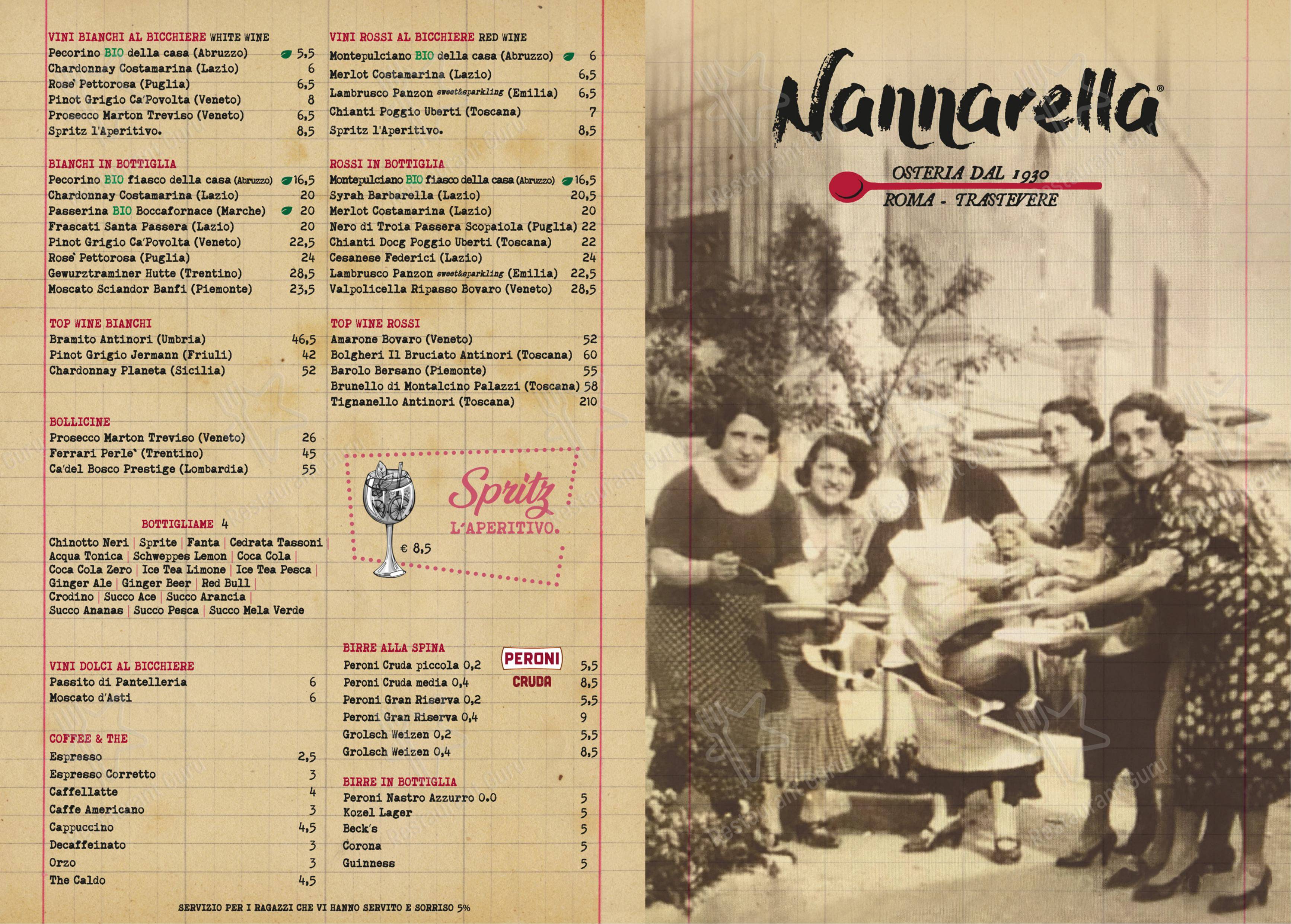 Nannarella in Roma - Menu bar