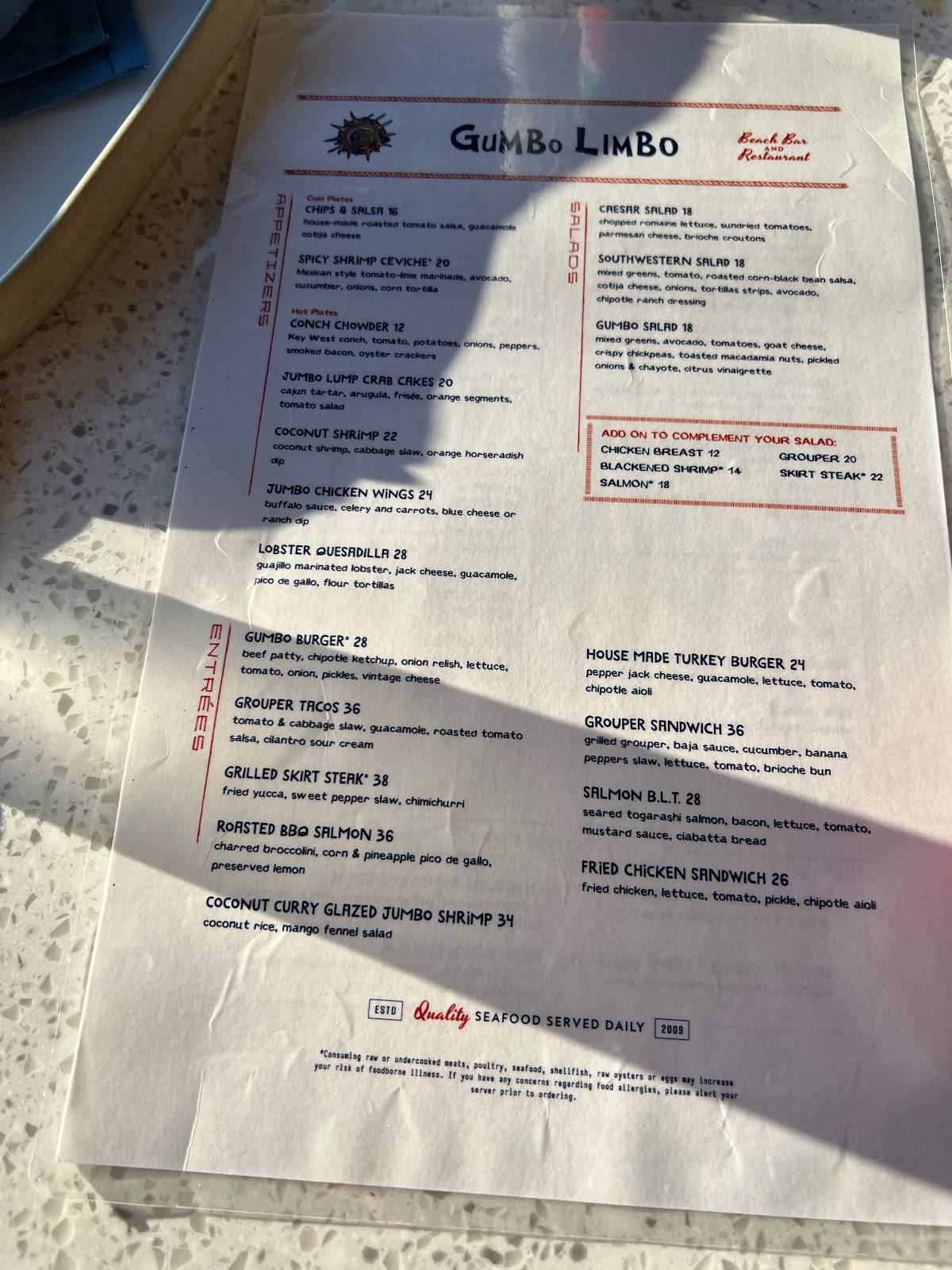 Gumbo Limbo Restaurant Menu - cqg4qc2