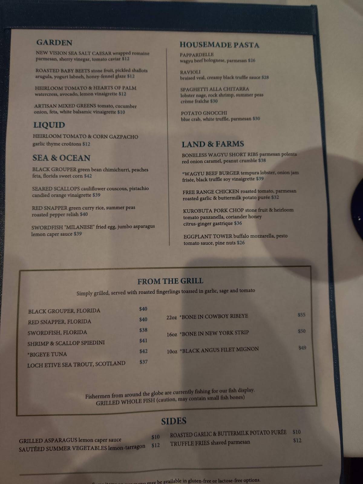 Menu at Sea Salt restaurant, Naples, 3rd St S