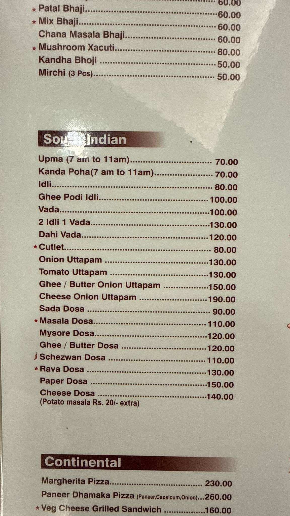 Navtara Veg Restaurant menu