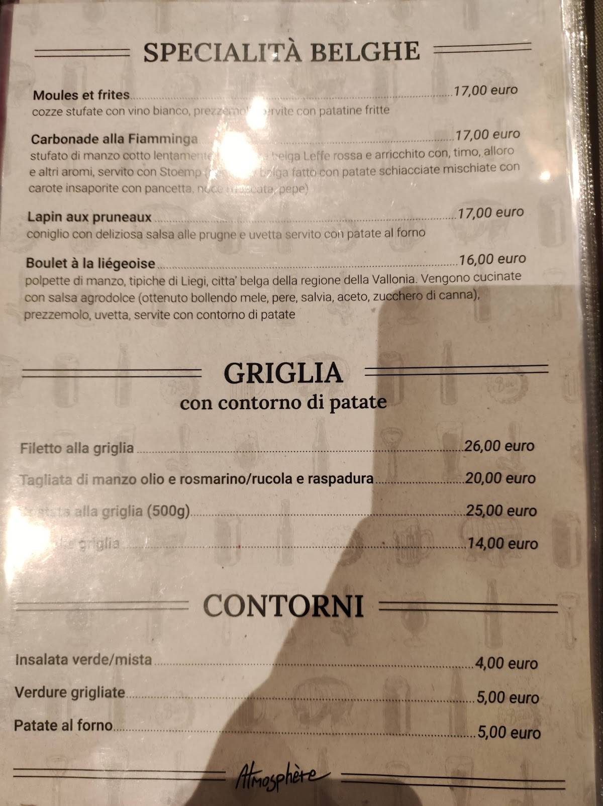 Menu di Atmosphère 