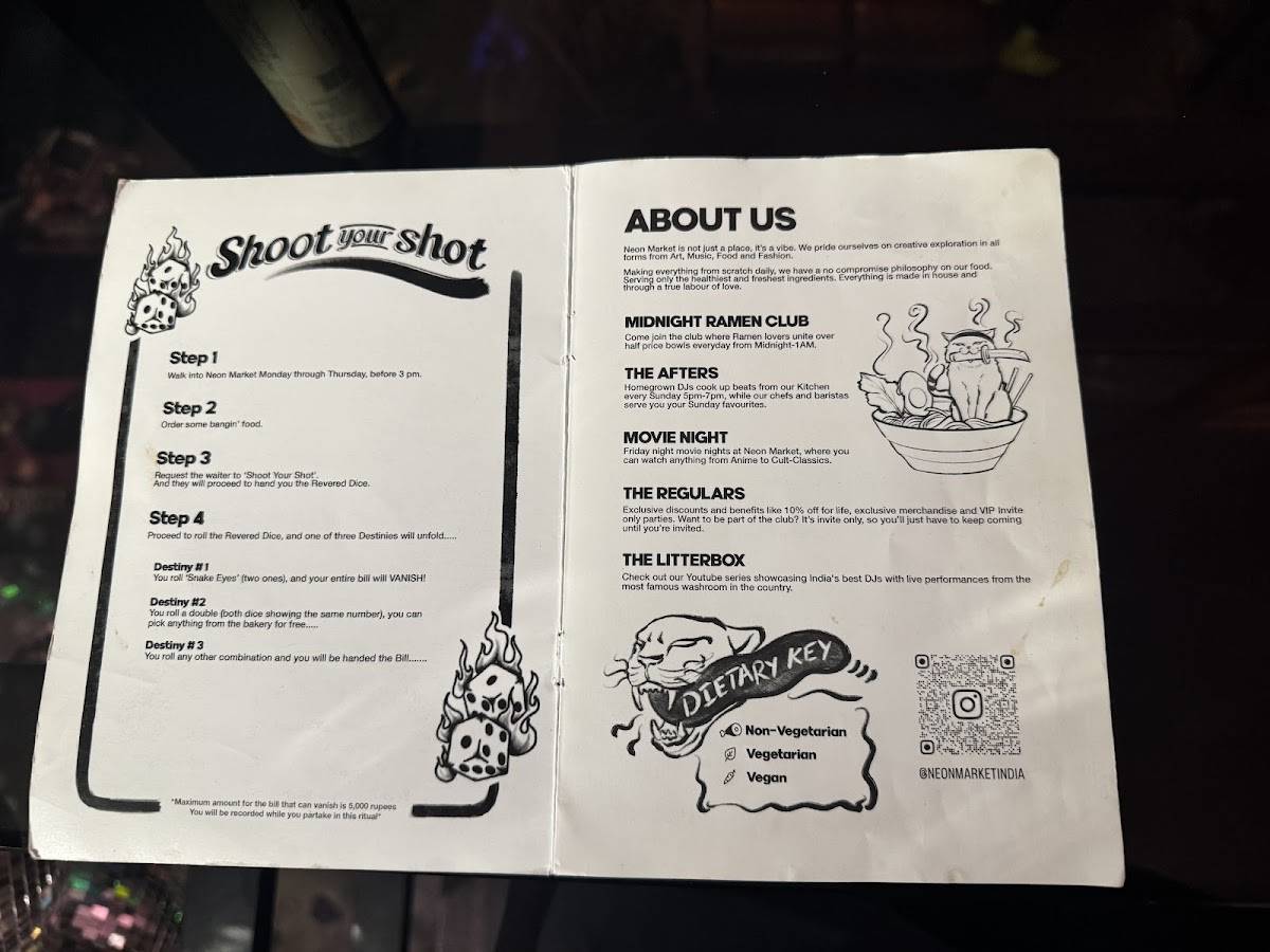 Neon Market menu