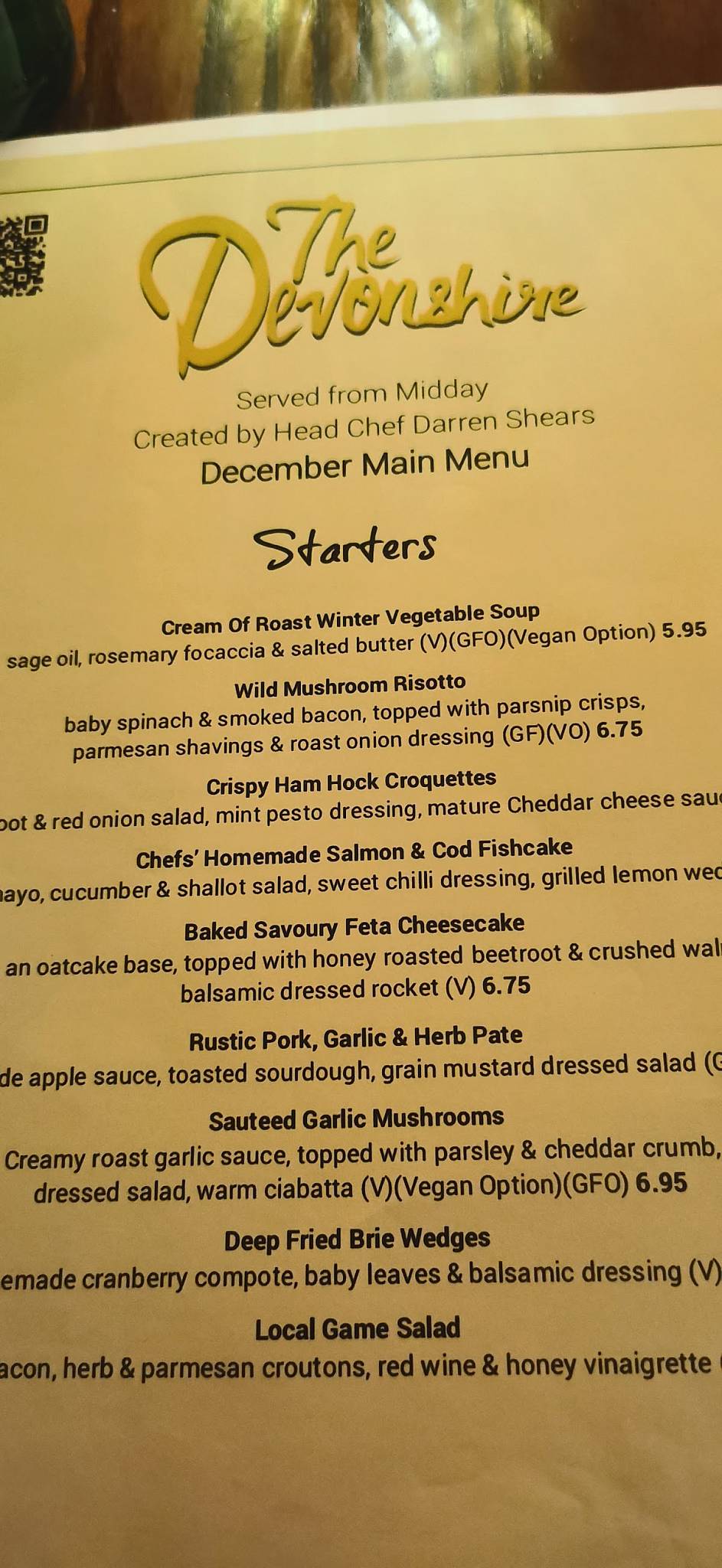 Menu at The Devonshire pub & bar, Nether Langwith, Rectory Rd