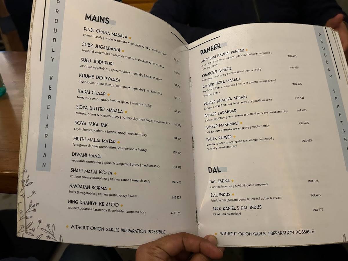 Indus Flavour menu