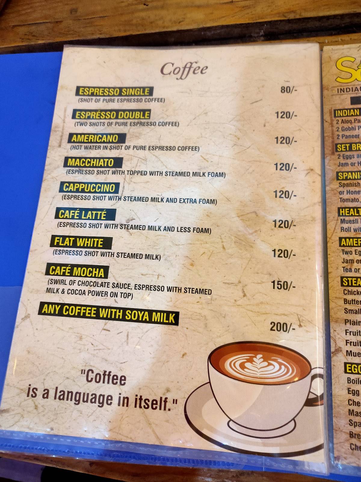 Sababa cafe menu