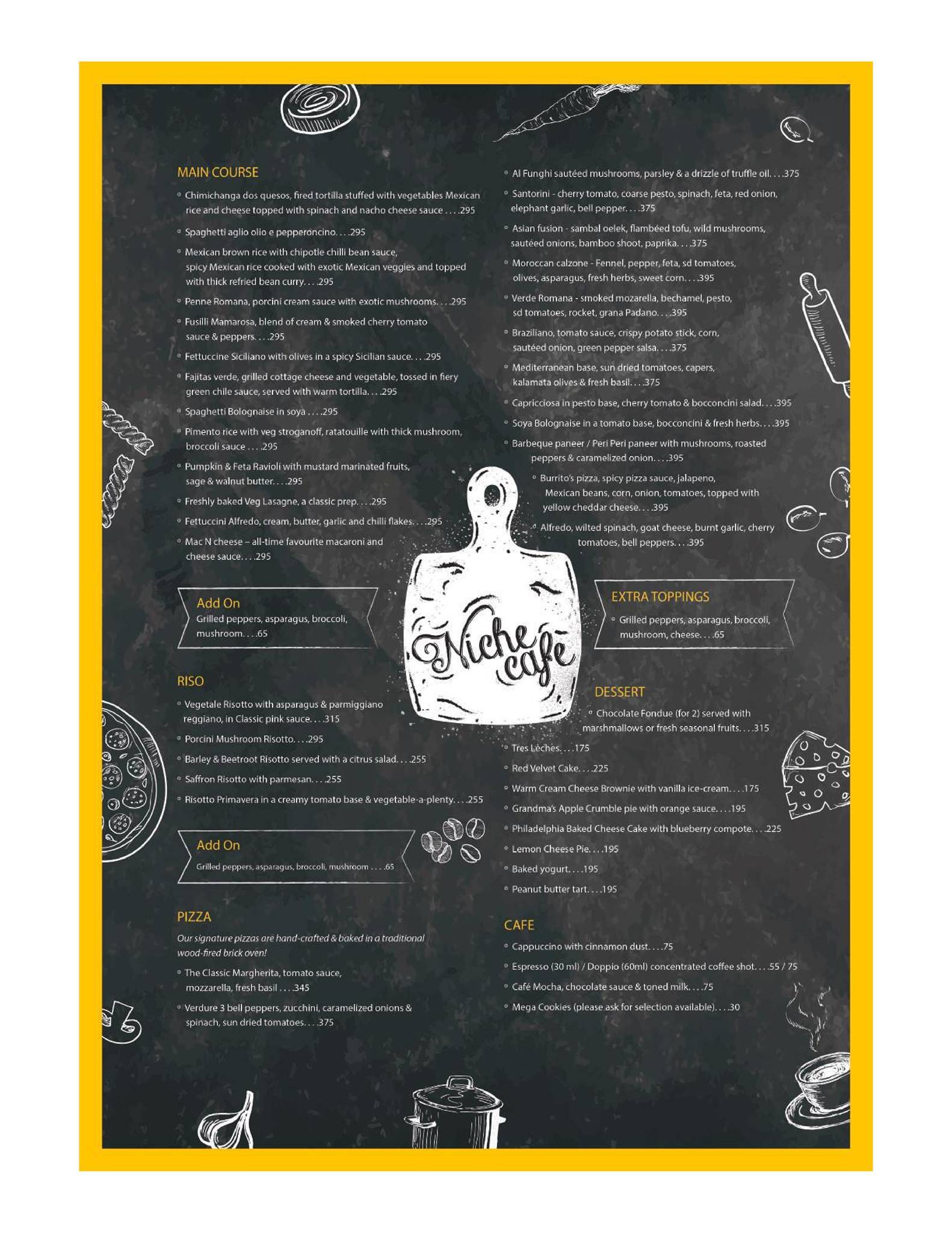 Niche Cafe menu
