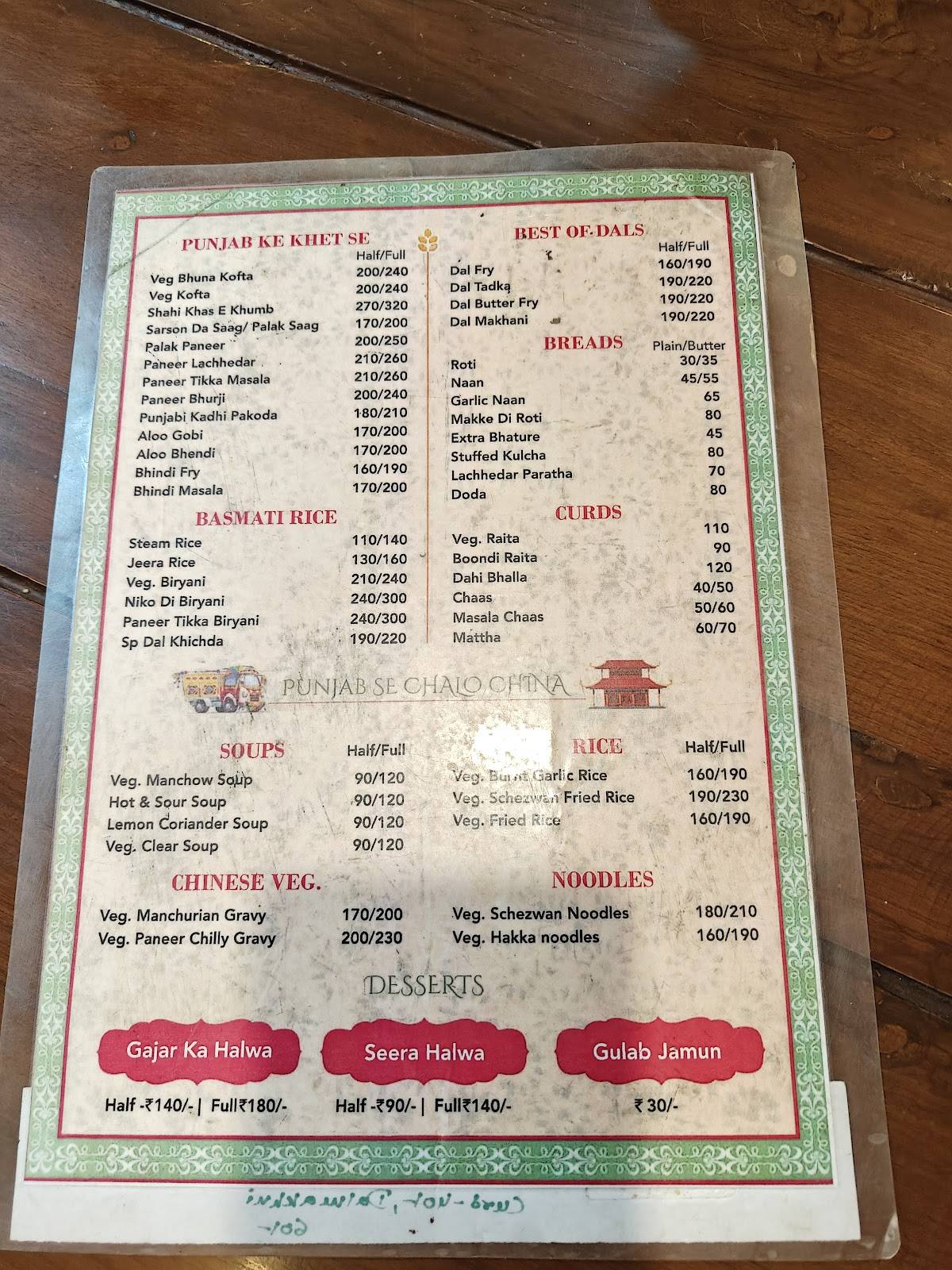 Niko Di Rasoi menu