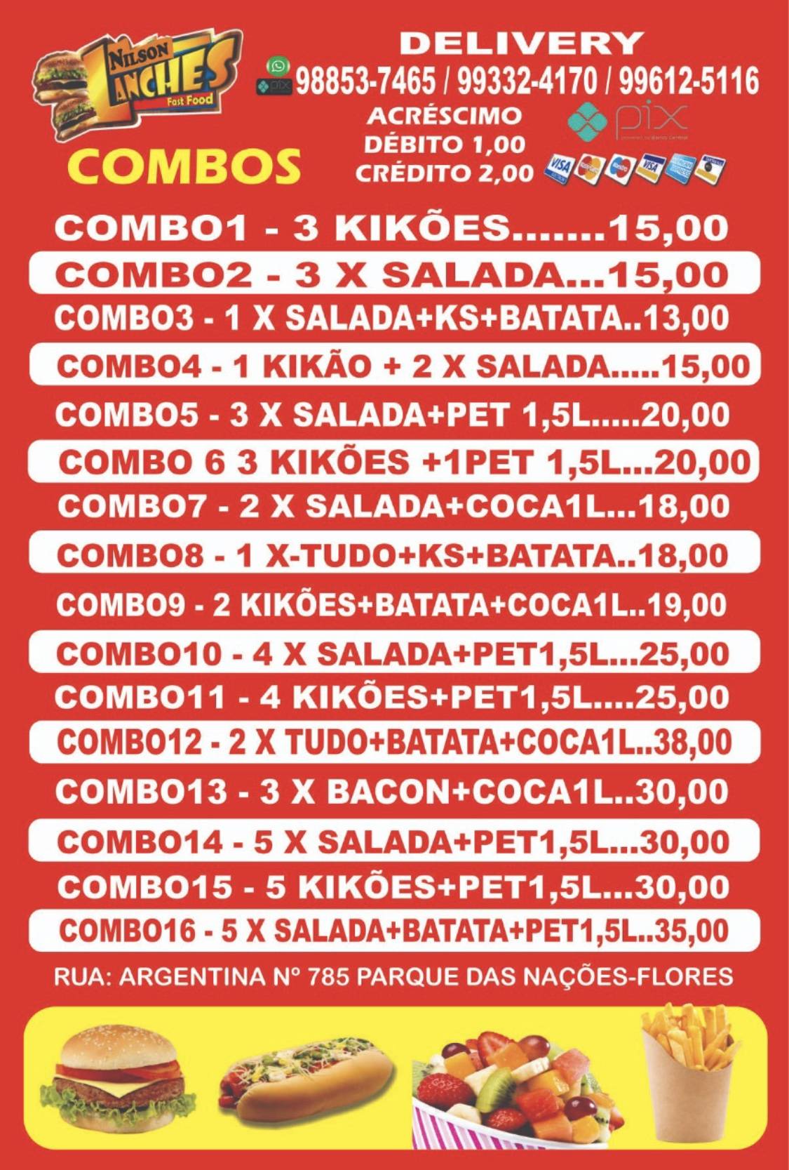 Nilson Lanches Fast Food cardápio