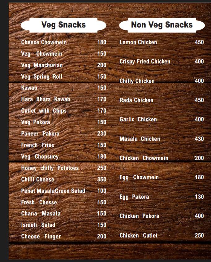 Nitya cafe menu