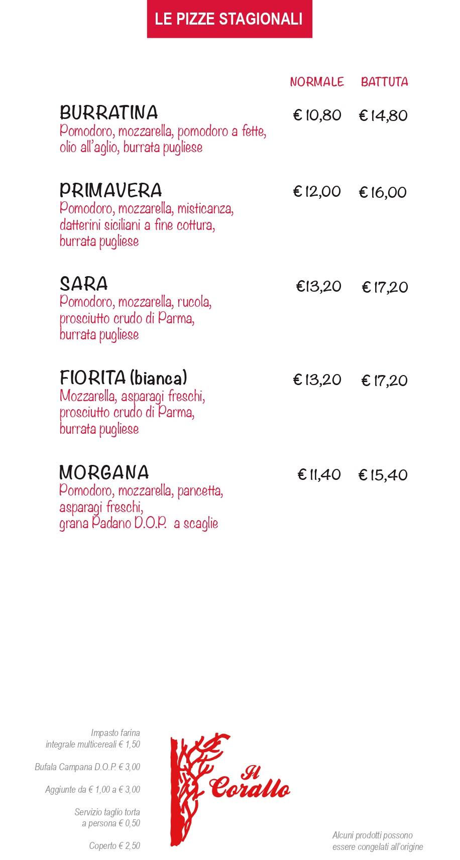 Menu di Pizzeria Il Corallo 