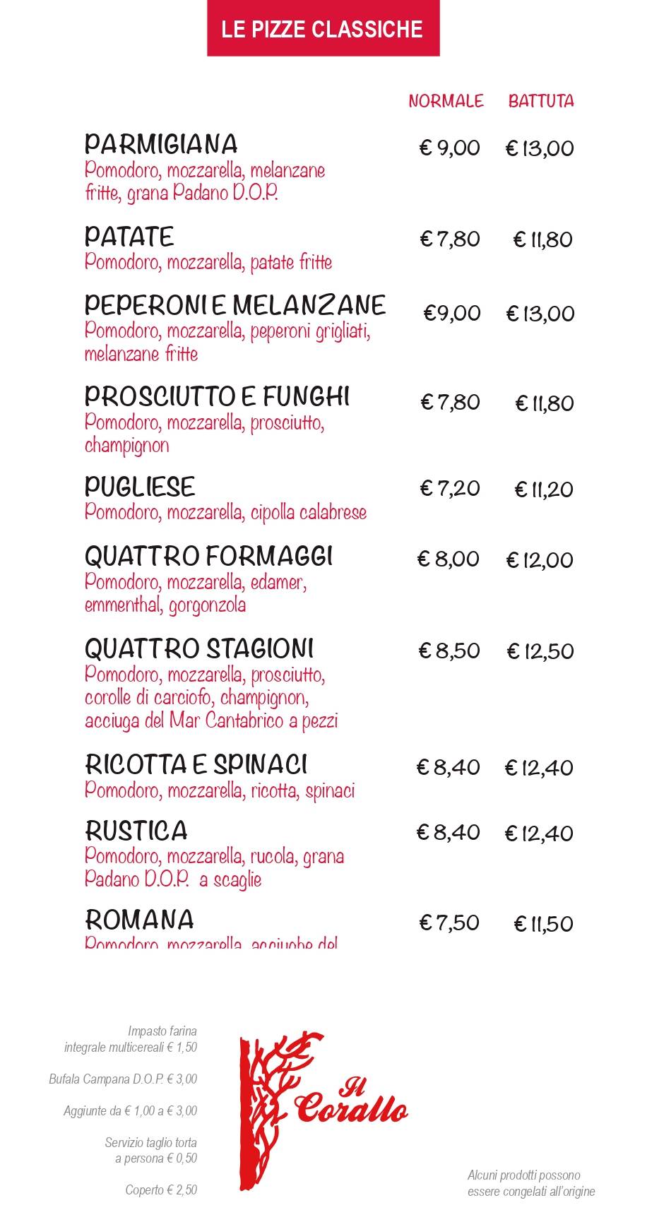 Menu di Pizzeria Il Corallo 