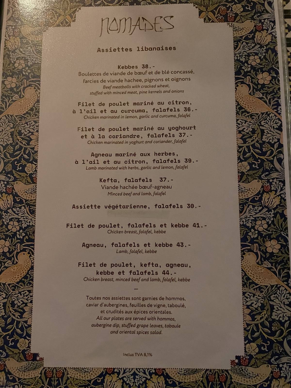 Menu di Nomades 