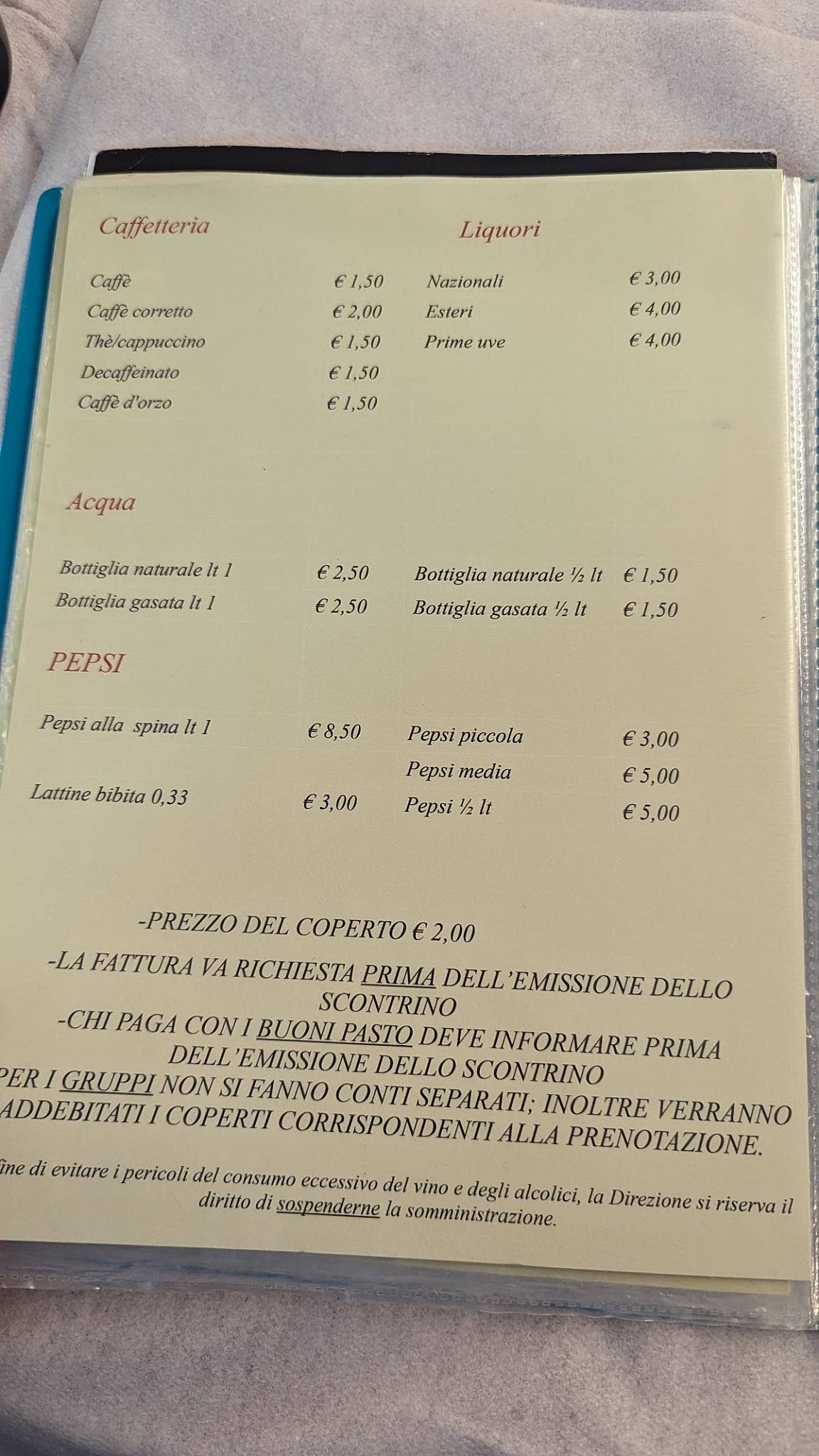 Menu di Ristorante Pizzeria Nonno Papero 