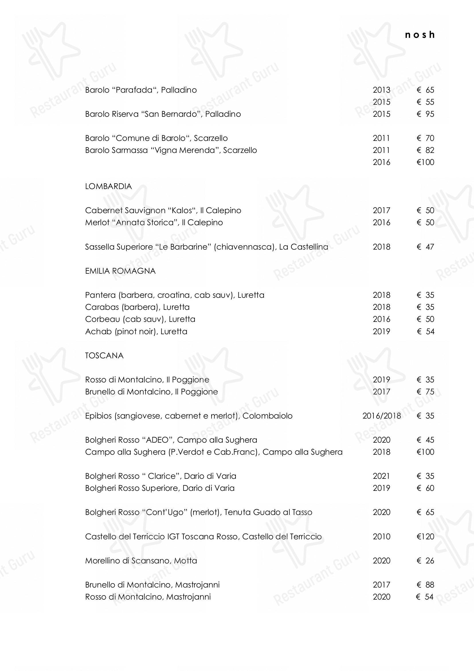 菜单 per Nosh ristorante