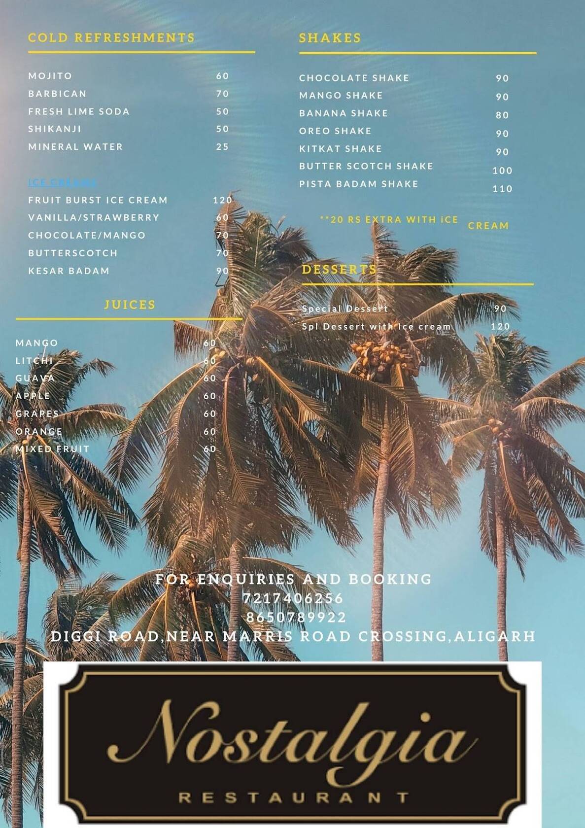 Nostalgia menu