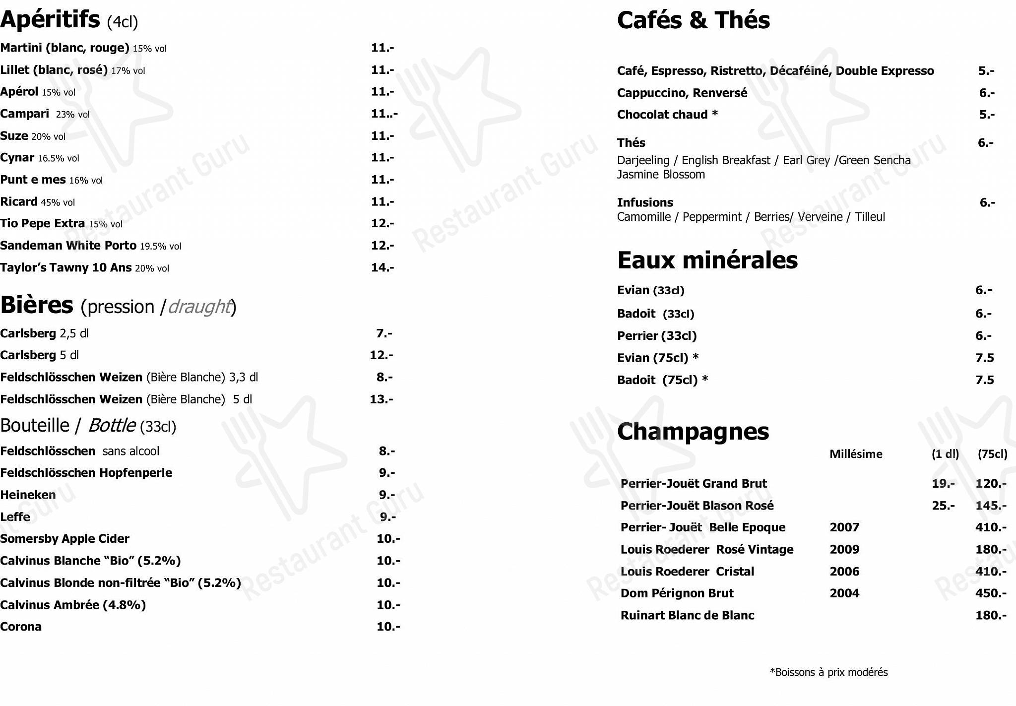 Ночное меню per Hotel N’vy in Ginevra