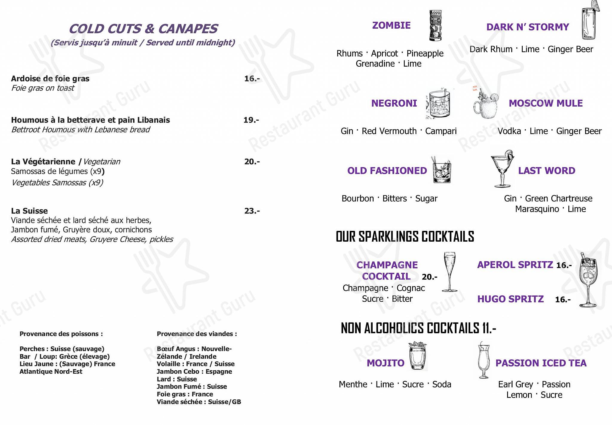 Ночное меню per Hotel N’vy in Ginevra