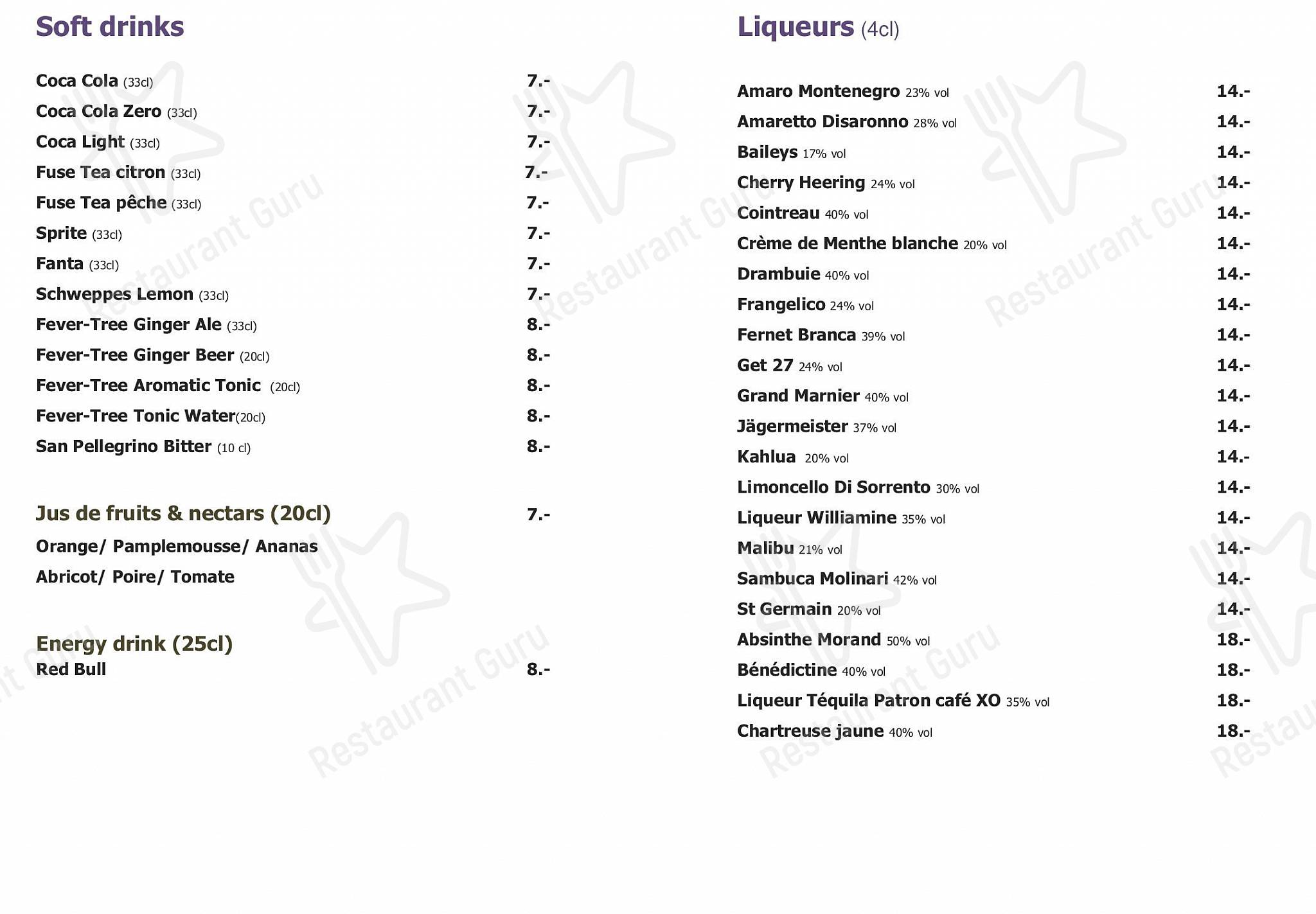 Ночное меню per Hotel N’vy in Ginevra