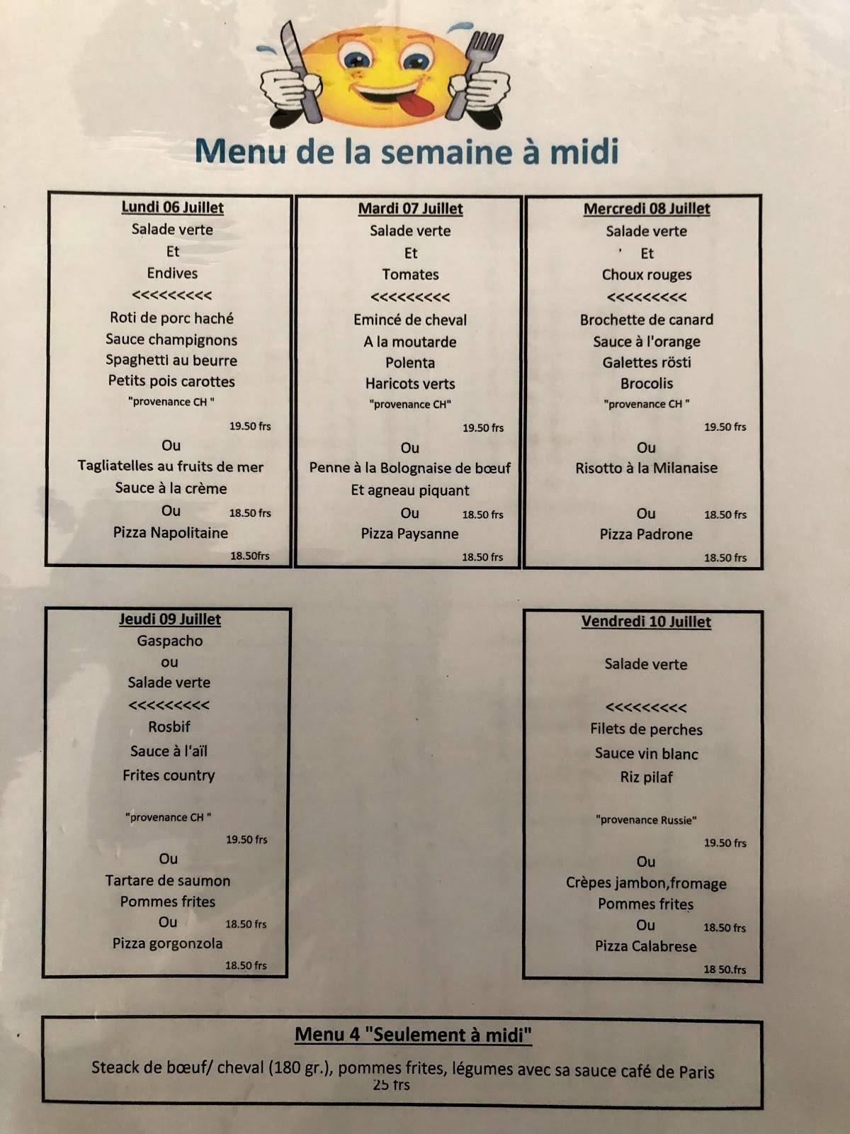 Menu di Les Glycines Nyon SA 