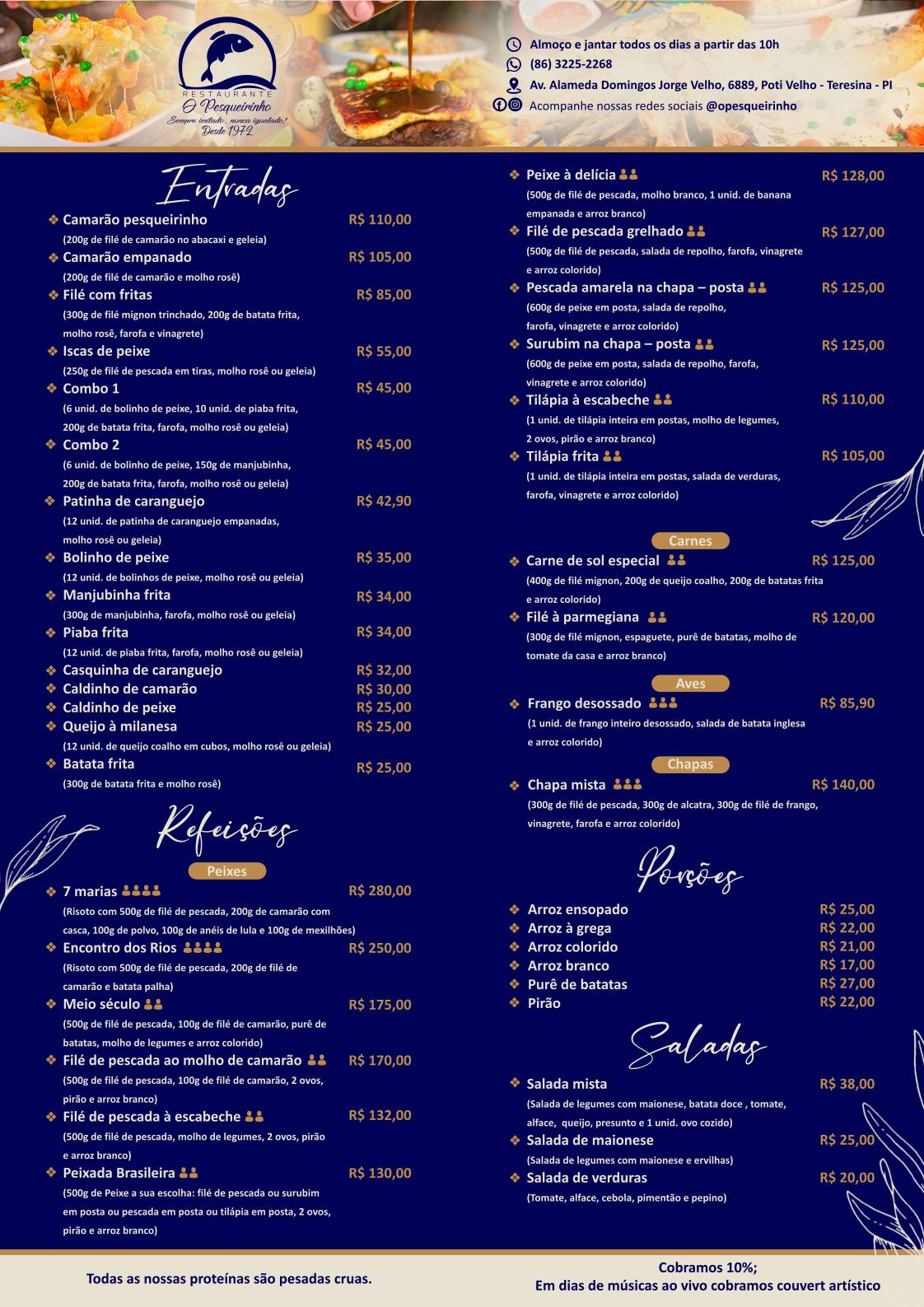 Restaurante - O Pesqueirinho cardápio
