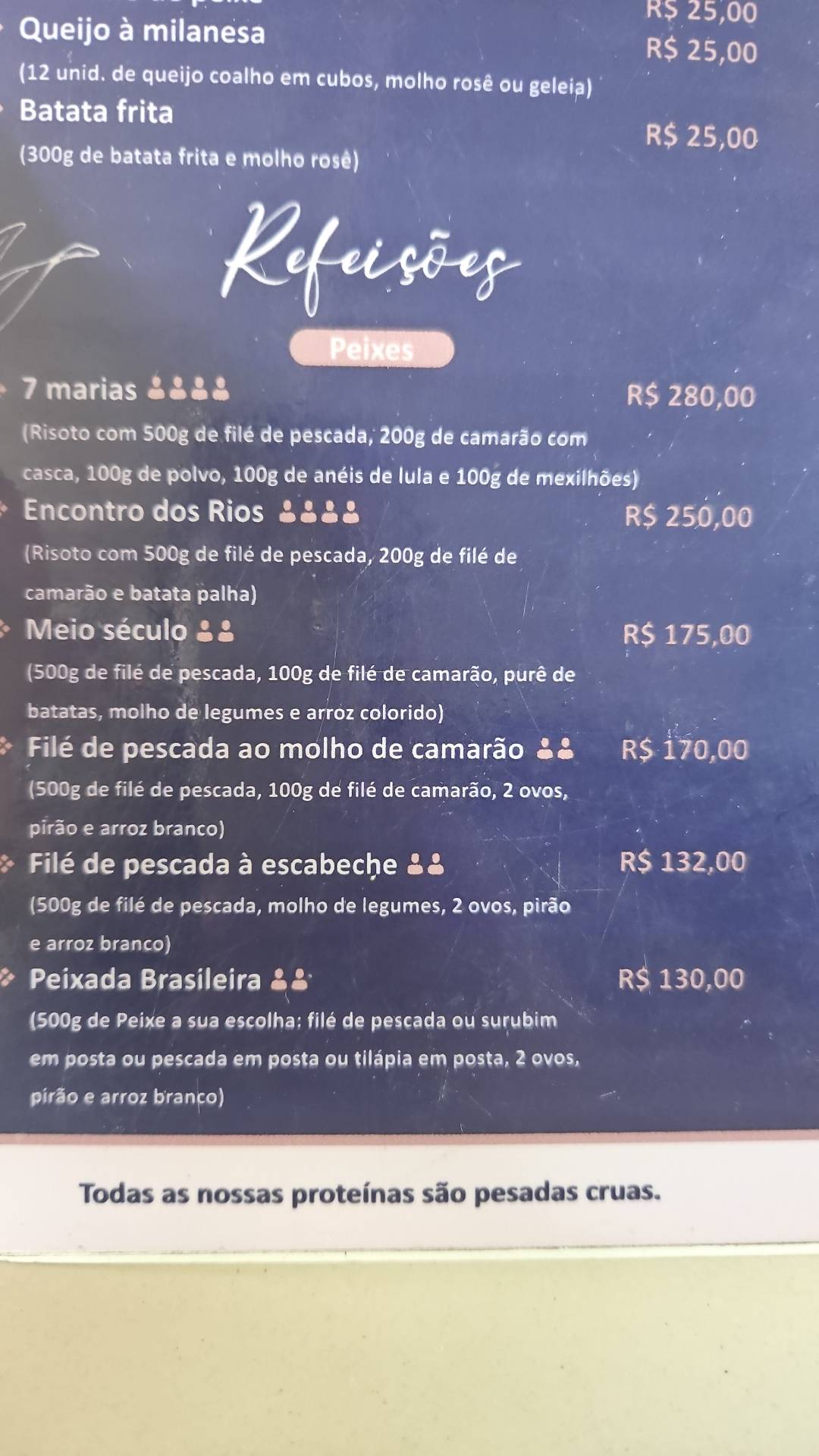 Restaurante - O Pesqueirinho cardápio